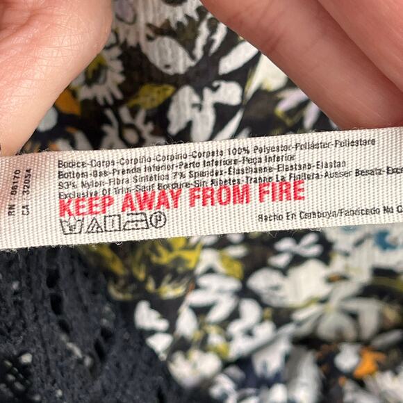 Free People Intimately Say It To Me Floral Print Bodysuit Black Combo Size XS - Picture 12 of 13